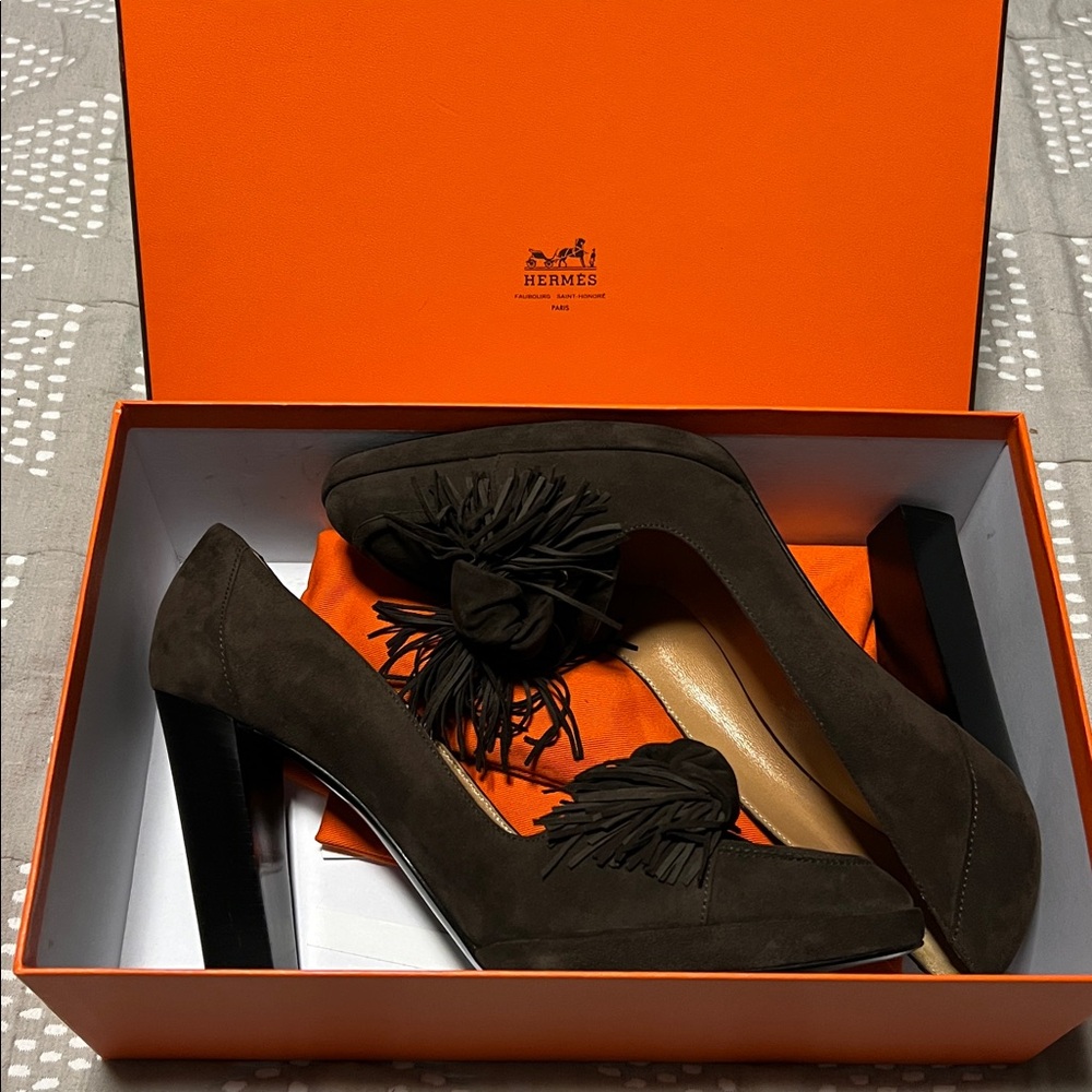 Hermes Dark Brown Heels with Tassel Accent Never Worn!! - Picture 16 of 16